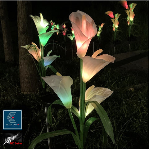 Solar Lights Calla Lily Light 7 Colors Change LED 4 Flower Head