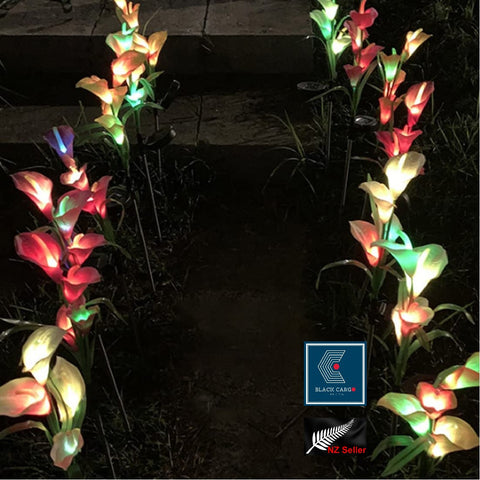 Solar Lights Calla Lily Light 7 Colors Change LED 4 Flower Head