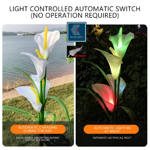 Solar Lights Calla Lily Light 7 Colors Change LED 4 Flower Head