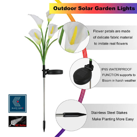 Solar Lights Calla Lily Light 7 Colors Change LED 4 Flower Head