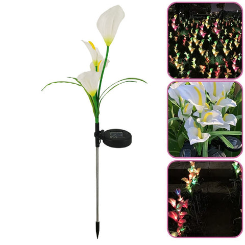 Solar Lights Calla Lily Light 7 Colors Change LED 4 Flower Head