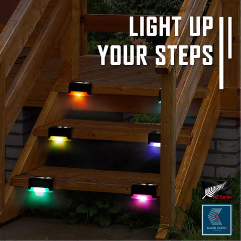 Solar Lights 4Pcs LED Deck Lights Outdoor Path Stairs Step Lamps- Multicolor