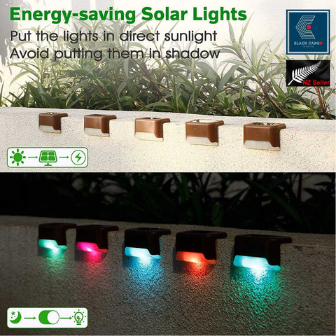 Solar Lights 4Pcs LED Deck Lights Outdoor Path Stairs Step Lamps- Multicolor