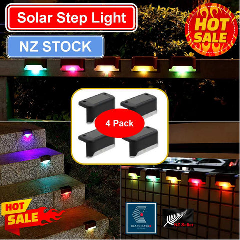 Solar Lights 4Pcs LED Deck Lights Outdoor Path Stairs Step Lamps- Multicolor