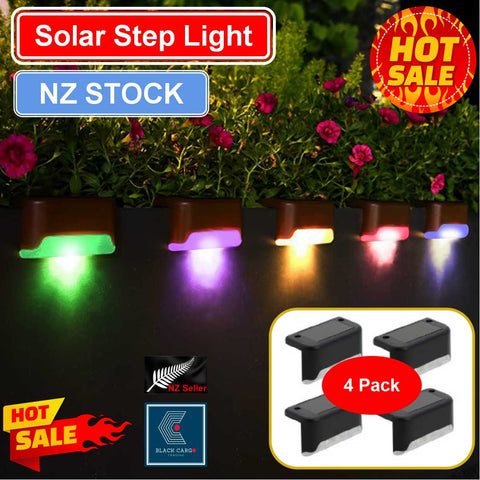 Solar Lights 4Pcs LED Deck Lights Outdoor Path Stairs Step Lamps- Multicolor