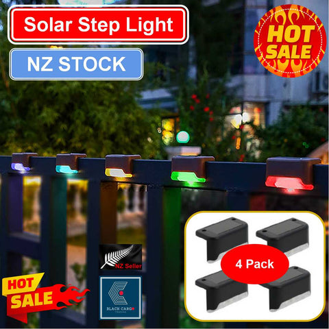 Solar Lights 4Pcs LED Deck Lights Outdoor Path Stairs Step Lamps- Multicolor