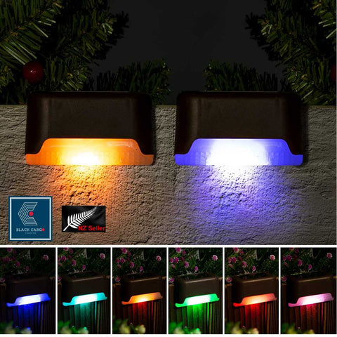 Solar Lights 4Pcs LED Deck Lights Outdoor Path Stairs Step Lamps- Multicolor