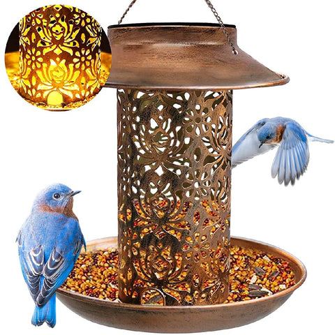 Solar Metal Hanging Lantern Light Hanging Garden wild Bird feeder