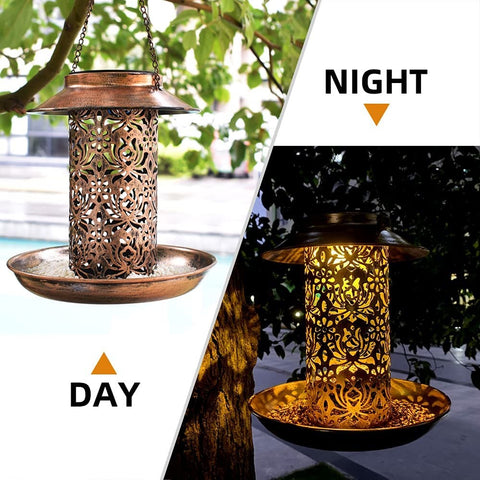 Solar Metal Hanging Lantern Light Hanging Garden wild Bird feeder