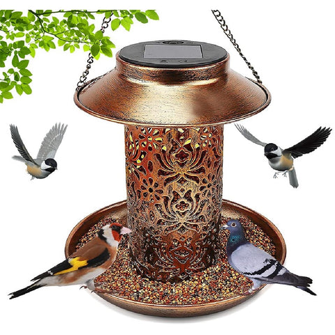 Solar Metal Hanging Lantern Light Hanging Garden wild Bird feeder