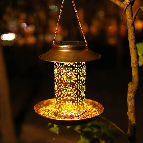 Solar Metal Hanging Lantern Light Hanging Garden wild Bird feeder