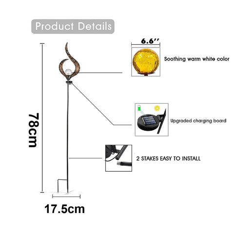 Solar Lights Flame Metal Art IP44 Waterproof