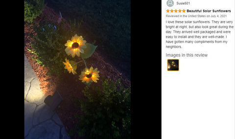 Solar Lights Outdoor Garden Decor 3 Sunflower Lights Waterproof