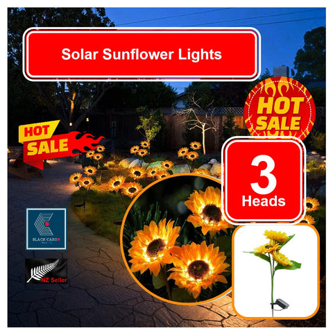 Solar Lights Outdoor Garden Decor 3 Sunflower Lights Waterproof