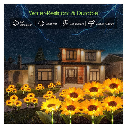 Solar Lights Outdoor Garden Decor 3 Sunflower Lights Waterproof