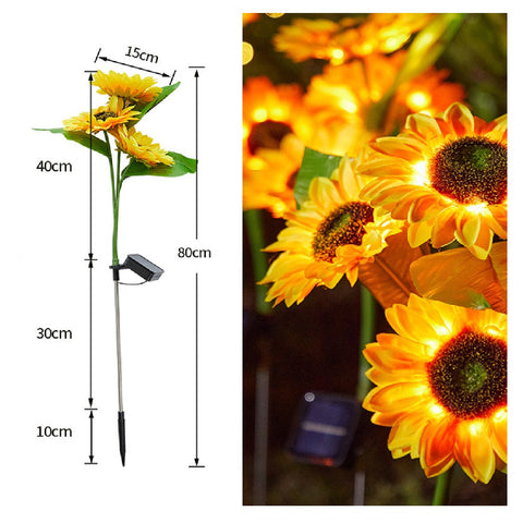 Solar Lights Outdoor Garden Decor 3 Sunflower Lights Waterproof