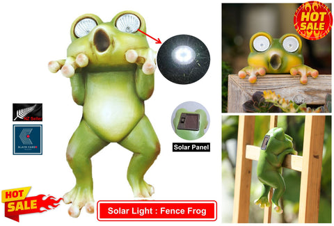 Garden Ornament Hanging Surprise Frog Statue Garden Décor with LED solar lights