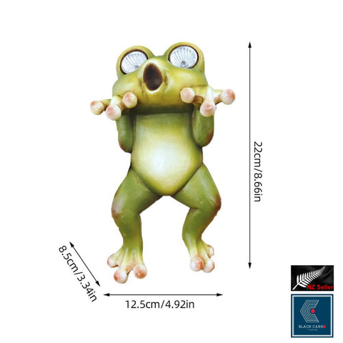 Garden Ornament Hanging Surprise Frog Statue Garden Décor with LED solar lights