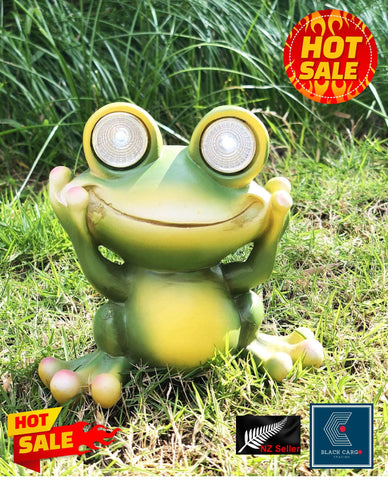 Frog Garden Statue Garden Ornament Decor Statues With Solar LED light