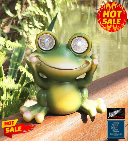 Frog Garden Statue Garden Ornament Decor Statues With Solar LED light