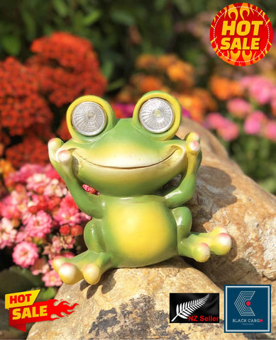 Frog Garden Statue Garden Ornament Decor Statues With Solar LED light