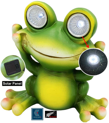 Frog Garden Statue Garden Ornament Decor Statues With Solar LED light