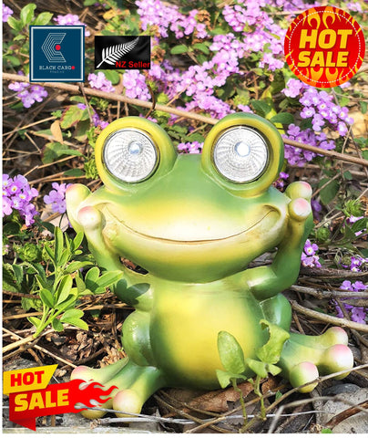 Frog Garden Statue Garden Ornament Decor Statues With Solar LED light