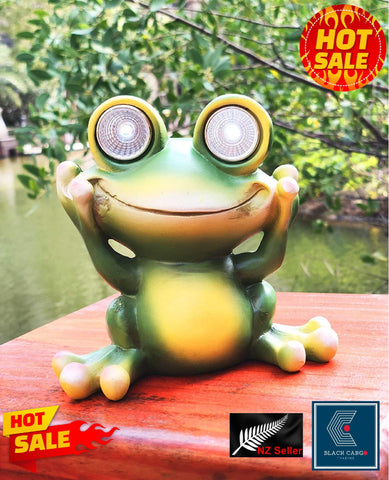 Frog Garden Statue Garden Ornament Decor Statues With Solar LED light