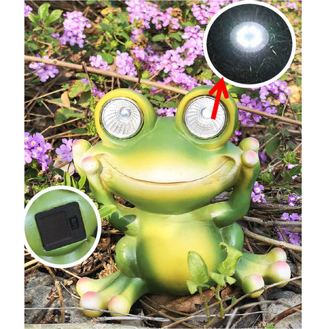 Frog Garden Statue Garden Ornament Decor Statues With Solar LED light