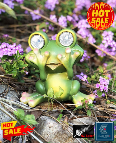 Frog Garden Statue Garden Ornament Decor Statues With Solar LED light