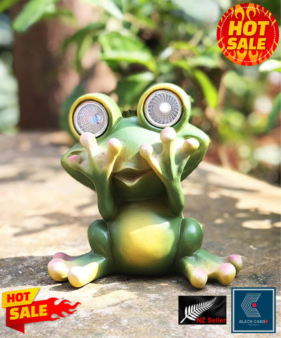 Frog Garden Statue Garden Ornament Decor Statues With Solar LED light