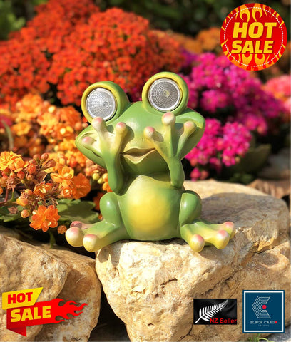 Frog Garden Statue Garden Ornament Decor Statues With Solar LED light