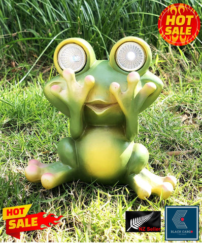 Frog Garden Statue Garden Ornament Decor Statues With Solar LED light