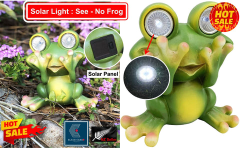 Frog Garden Statue Garden Ornament Decor Statues With Solar LED light