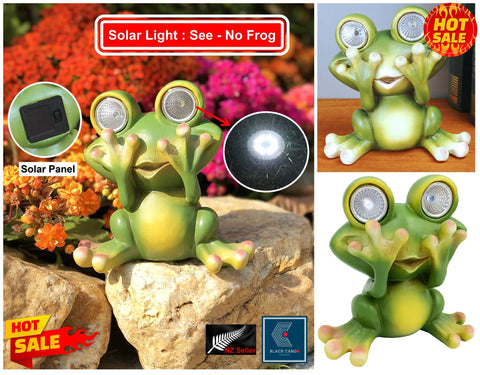 Frog Garden Statue Garden Ornament Decor Statues With Solar LED light