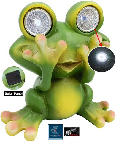 Frog Garden Statue Garden Ornament Decor Statues With Solar LED light