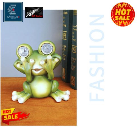 Frog Garden Statue Garden Ornament Decor Statues With Solar LED light