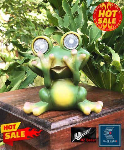 Frog Garden Statue Garden Ornament Decor Statues With Solar LED light