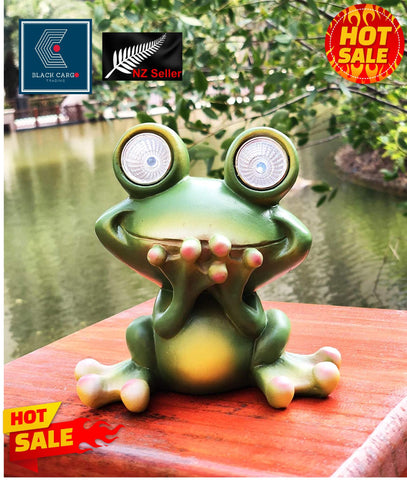 Frog Garden Statue Garden Ornament Decor Statues With Solar LED light