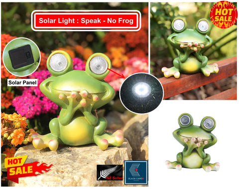 Frog Garden Statue Garden Ornament Decor Statues With Solar LED light