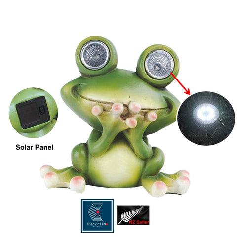 Frog Garden Statue Garden Ornament Decor Statues With Solar LED light