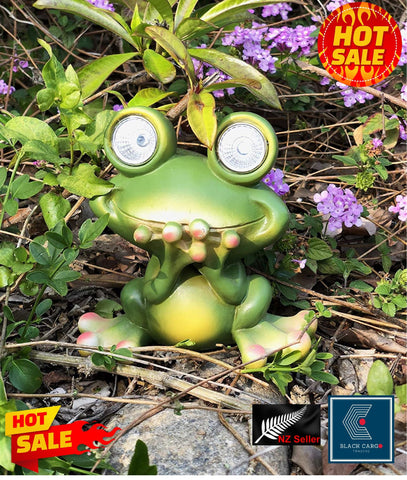 Frog Garden Statue Garden Ornament Decor Statues With Solar LED light