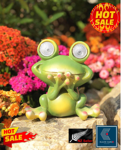 Frog Garden Statue Garden Ornament Decor Statues With Solar LED light