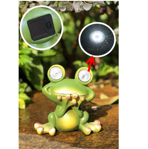 Frog Garden Statue Garden Ornament Decor Statues With Solar LED light