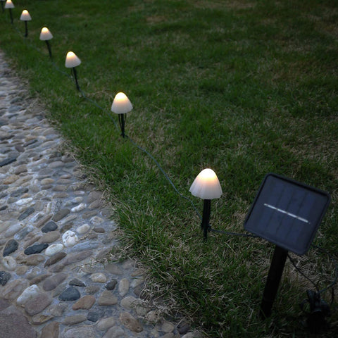 Set of 10Pcs Solar Powered Mini Mushroom Solar Lights Solar String Light