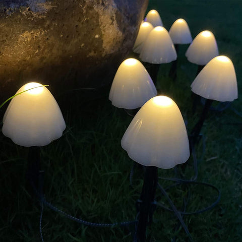 Set of 10Pcs Solar Powered Mini Mushroom Solar Lights Solar String Light