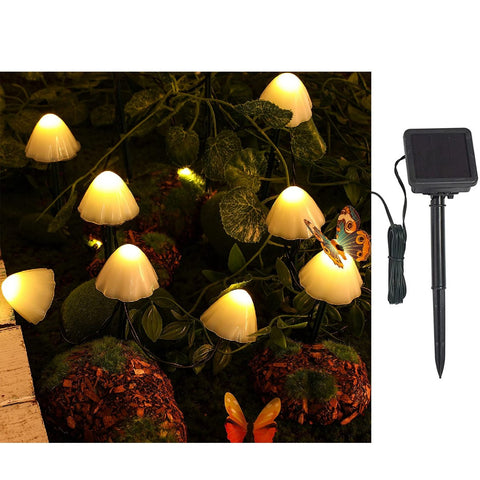 Set of 10Pcs Solar Powered Mini Mushroom Solar Lights Solar String Light