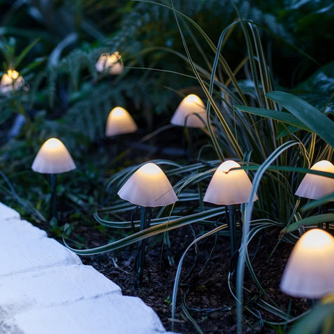 Set of 10Pcs Solar Powered Mini Mushroom Solar Lights Solar String Light