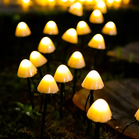 Set of 10Pcs Solar Powered Mini Mushroom Solar Lights Solar String Light