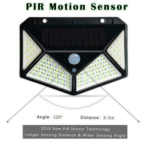 2Packs Solar Light 100LED Solar Power PIR Motion Sensor Wall Lights